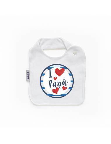 Babero personalizado frase Día del padre: I love papá corazones - Baberos personalizados divertidos