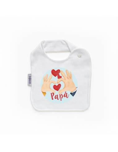 Babero personalizado frase Día del padre: Quiero a papá diseño corazones - Baberos personalizados divertidos