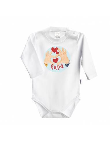 Body bebé personalizado frase Día del padre: diseño corazones I love papá - Bodys bebé personalizados