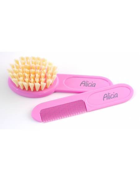 Conjunto Cepillo y Peine Rosa - Cepillo, peine, cepillo de dientes personalizado