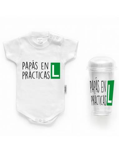 Body bebé personalizado FRASE "Papás en prácticas" - Bodys bebé personalizados