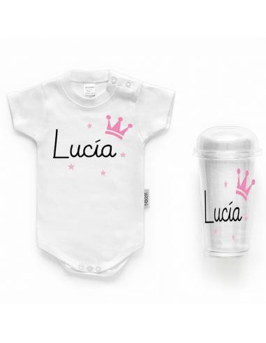 Body bebé personalizado CORONA rosa - Bodys bebé personalizados