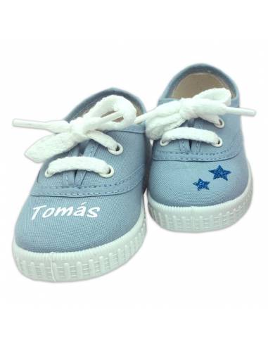 Zapatillas bebé AZUL CELESTE personalizadas con el nombre - Inicio