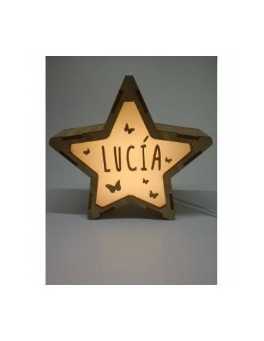 Lámpara MARIPOSAS decorativa estrella personalizada con nombre - Lámparas infantiles personalizadas