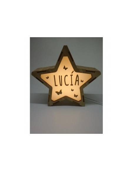 Lámpara MARIPOSAS decorativa estrella personalizada con nombre - Lámparas infantiles personalizadas