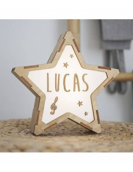 Lámpara MÚSICA decorativa estrella personalizada con nombre - Lámparas infantiles personalizadas