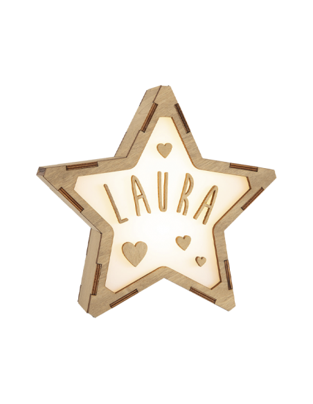 Lámpara CORAZONES decorativa estrella personalizada con nombre - Lámparas infantiles personalizadas