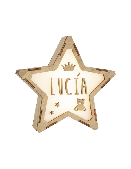 Lámpara CORONA decorativa estrella personalizada con nombre - Lámparas infantiles personalizadas